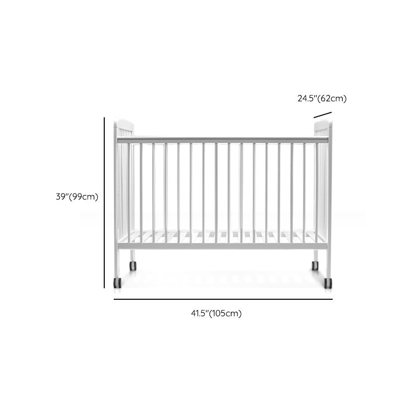 Nordic Style Solid Wood Crib White 5-In-1 Convertible Crib with Casters