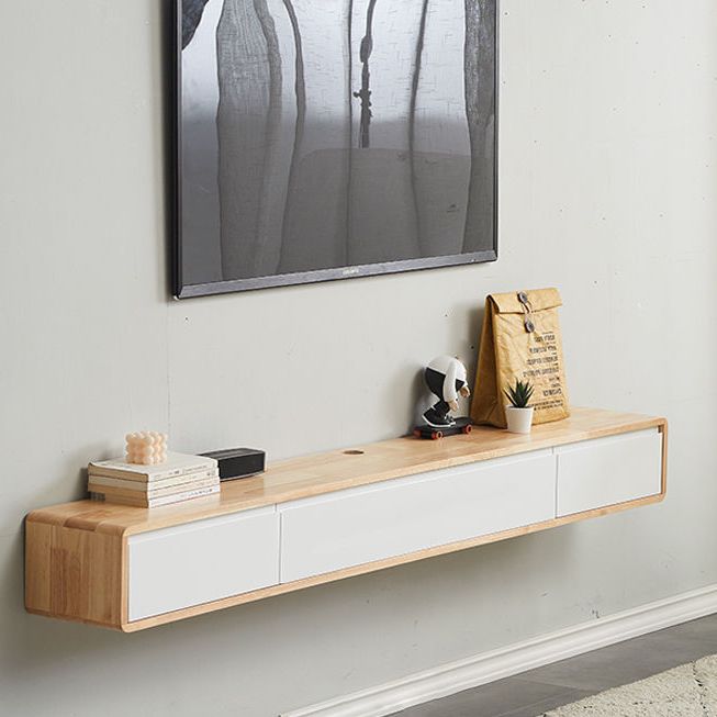 Wall - Mounted TV Stand , Solid Wood TV Stand With Cable Management and Storage