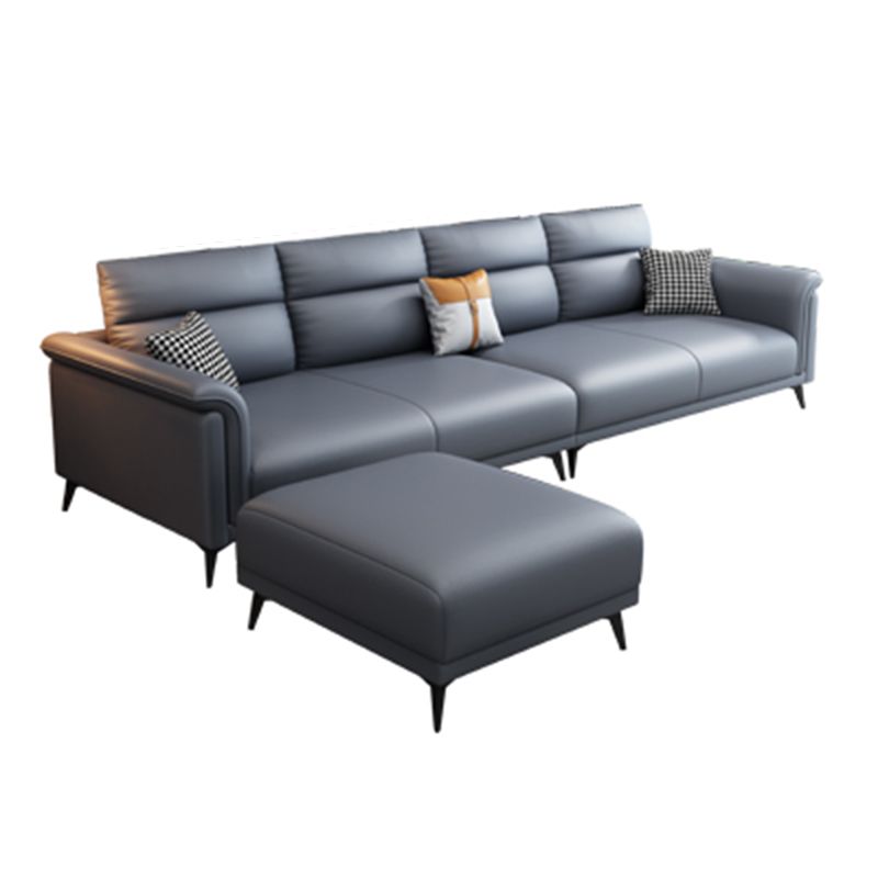 Dark Gray Faux Leather Sofa Stain-Resistant Pillow Top Arm Sectional