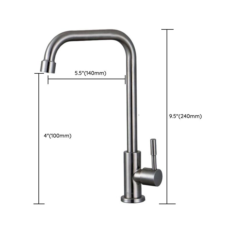 Stainless Steel Kitchen Faucet Single Handle Gooseneck Faucet