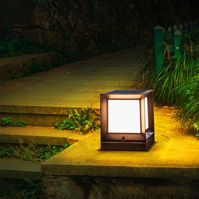 Modern Simple Plastic Outdoor Light Rectangle Shape Waterproof Pillar Lamp for Courtyard