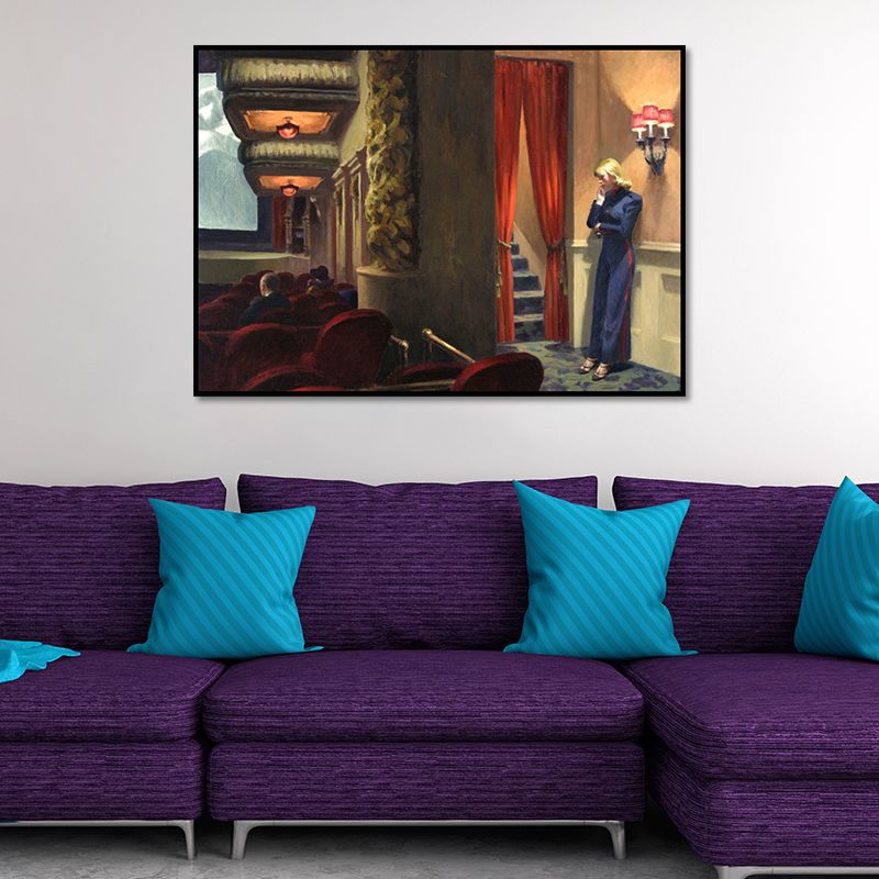 Red Assembly Hall Interior Canvas Textured Surface Wall Art for Sitting Room