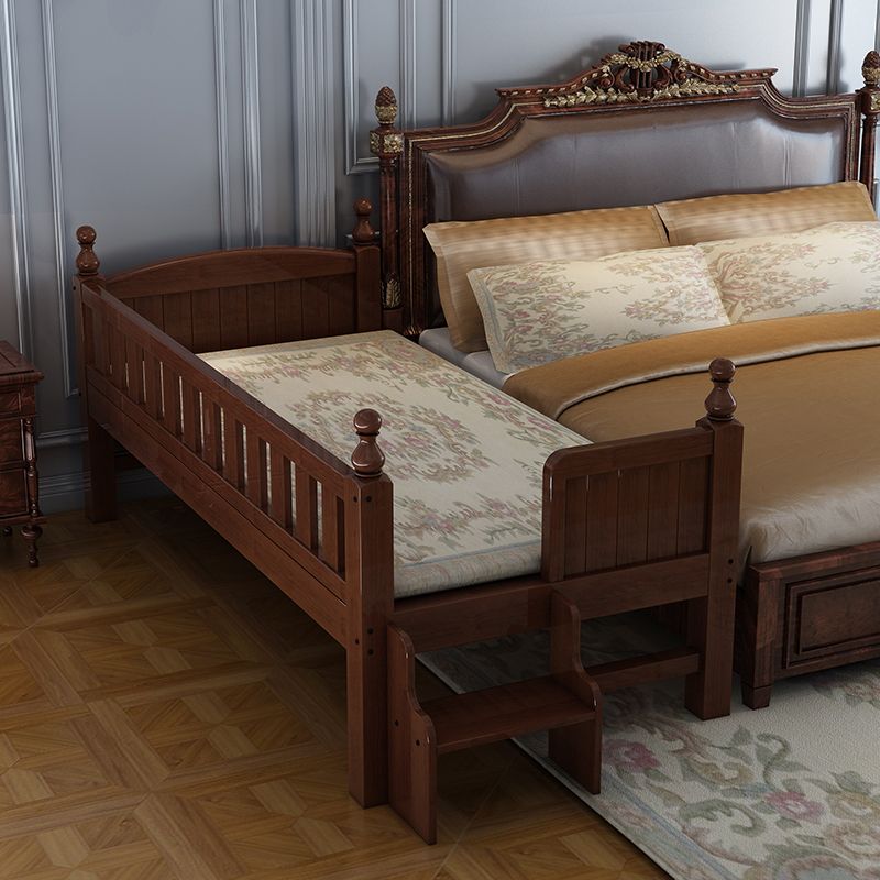 Traditional Nursery Crib Espresso Wood Nursery Bed with Guardrail