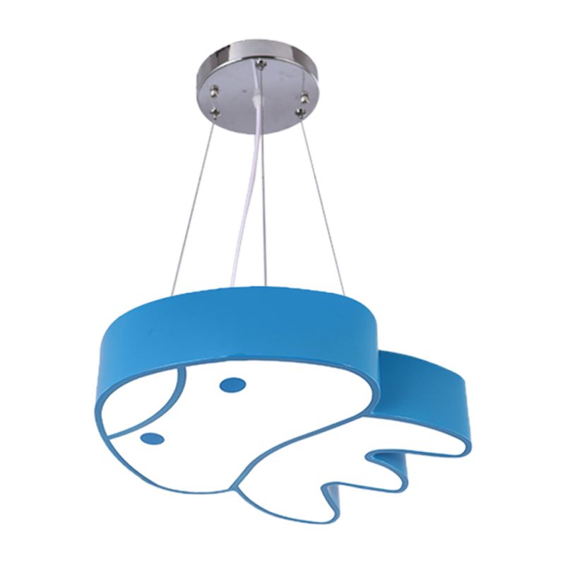 LED Parlour Suspension Light Cartoon Red/Yellow/Blue Ceiling Chandelier with Jellyfish Acrylic Shade