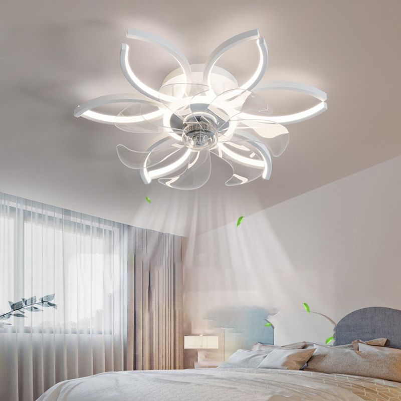 Simple Ceiling Fan Light Fixture Linear LED Ceiling Lamp for Bedroom