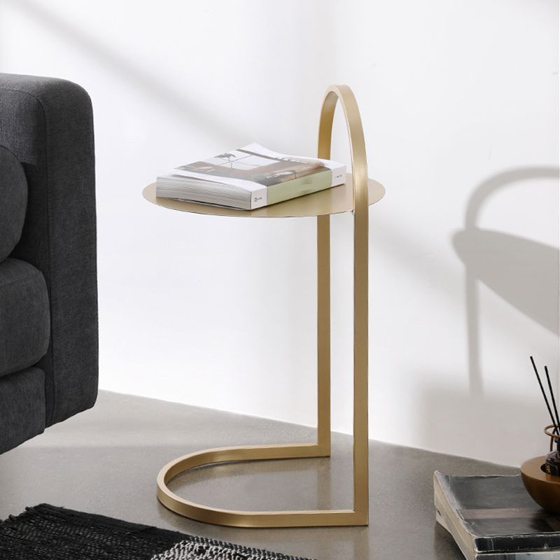 Metal Round Night Table Modern Non-Storage Legs Included Nightstand in Black/Gold