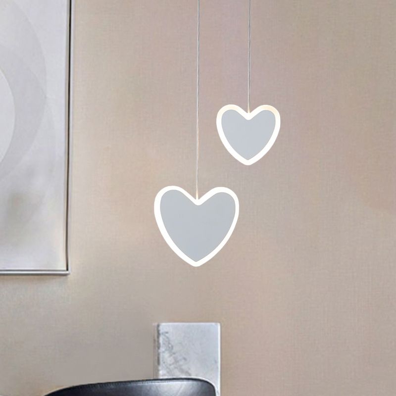 Kids LED Hanging Light Fixture White/Pink Flower/Loving Heart/Butterfly Mini Suspension Pendant with Acrylic Shade