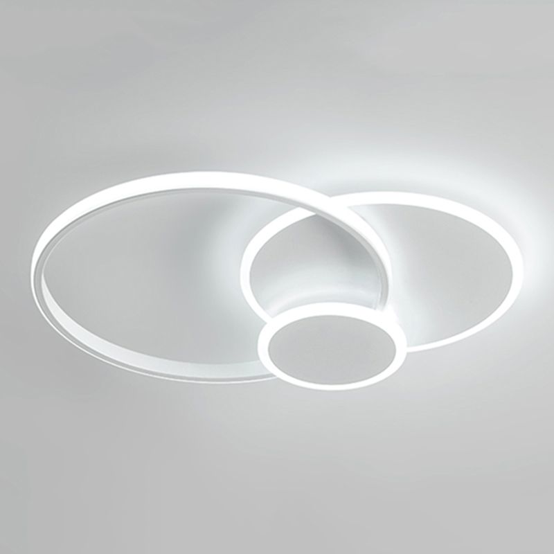 LED Iron and Acrylic Semi Flush 3 - Light Circle Ceiling Light in White