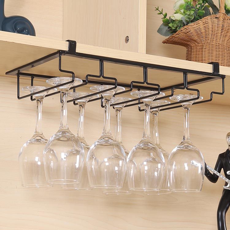 Contemporary Hanging Wine Glass Rack Metal Glass & Stemware Holder for Kitchen