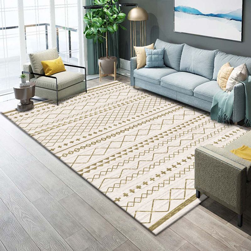 Multicolor Tribal Pattern Rug Polyester Carpet Antique Anti-Slip Backing Indoor Rug for Living Room