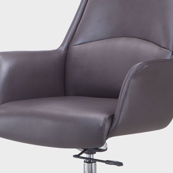 Armless Faux Leather Office Chair Modern Height-adjustable Executive Chair