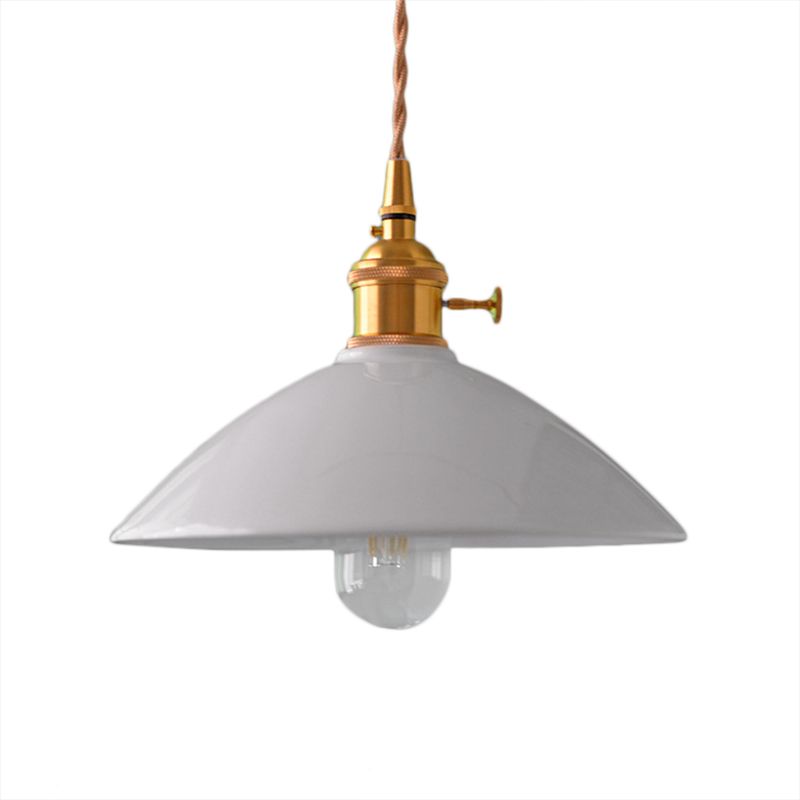 Dome Shade Fer Pendant Lightture Vintage Single Light Restaurant Plafond plafond Light en blanc / rose / bleu