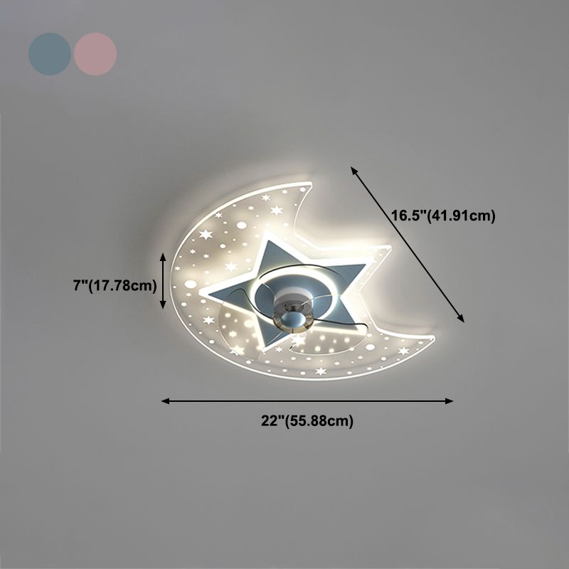 Metal Geometric Flush Mount Light Lovely 1 Light LED Fan Light for Kid's Room