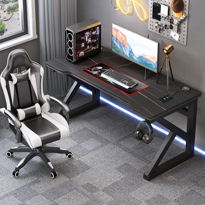 Industrial Stone Gaming Desk 29.53" Tall Computer Desk with Sled Base