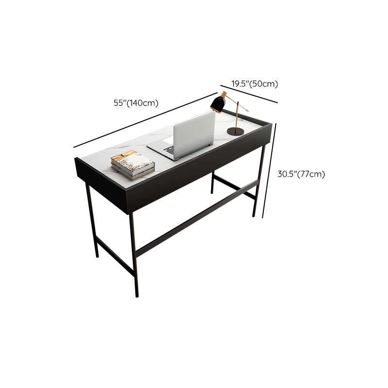 Rectangular Contemporary Office Desk Antique Finish Computer Desk with Metal Legs