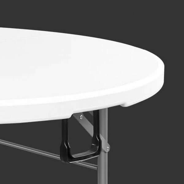 Modern Round Plastic Dining Table Foldable Steel Frame Material Table in White