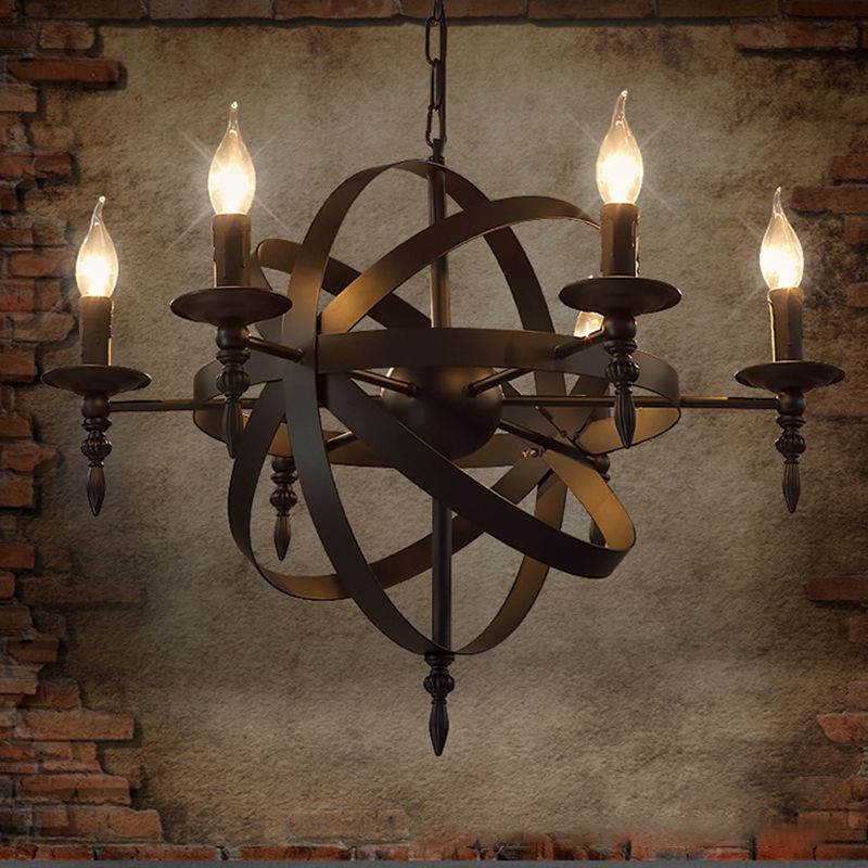 Exposed Bulb Chandelier Pendant Light Industrial Metal Ceiling Light with Hanging Chain for Restaurant