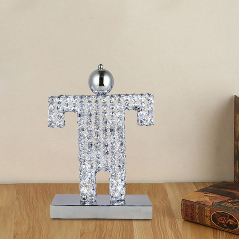 LED Crystal Table Lamp Contemporary Chrome Human Shape Dining Room Nightstand Lamp