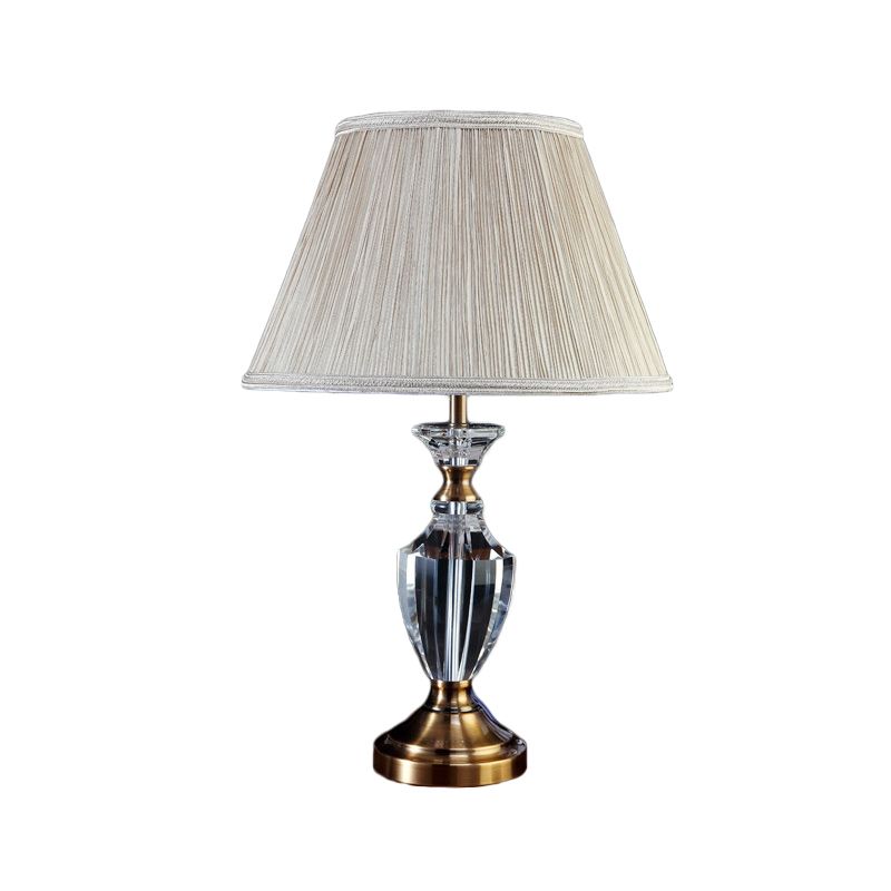 Contemporary 1 Head Desk Light Beige Wide Flare Night Table Lamp with Fabric Shade