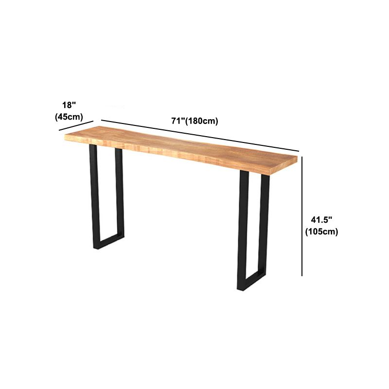 Rectangular Pine Wood Top Bar Table Modern Bar Table with Double Pedestal in Black