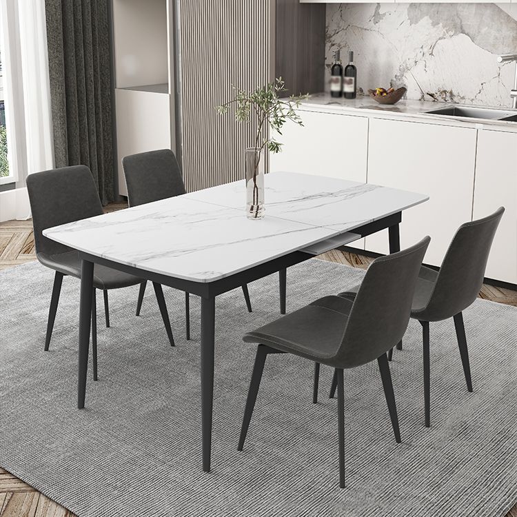 Modern 1/4/5/7 Pieces Dinette Set with White Sintered Stone Top Scalable Dining Table Set