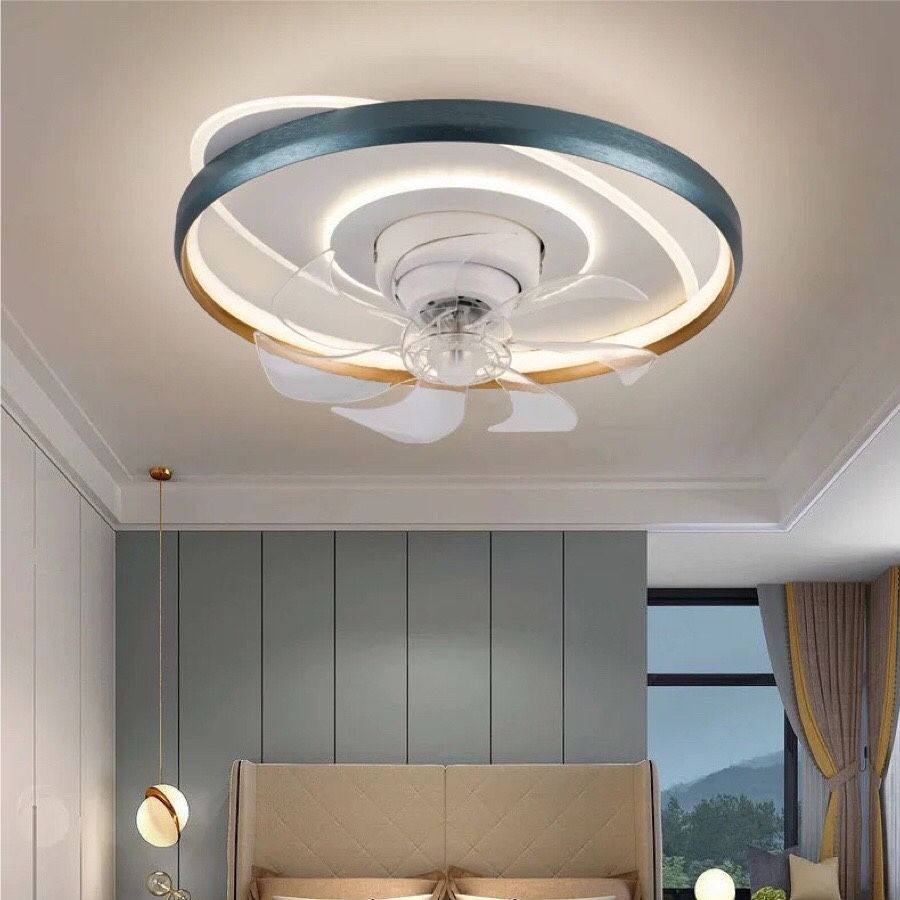 Nordic Style Ceiling Fan Lamp Circle Shape Colorful LED Ceiling Fan Light for Living Room