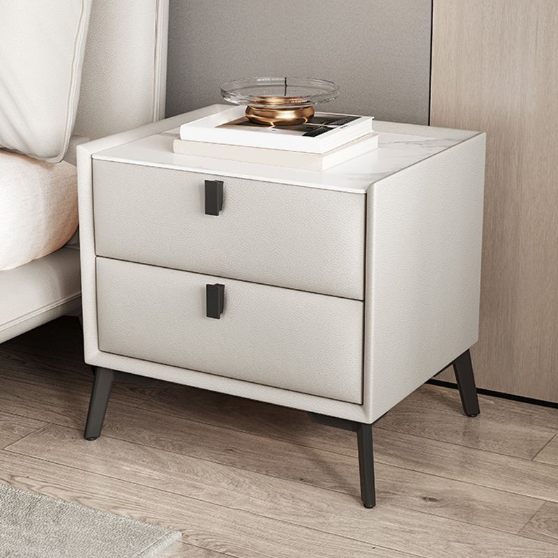 Modern Slate Nightstand Lower Shelf Bedside Cabinet for Bedroom