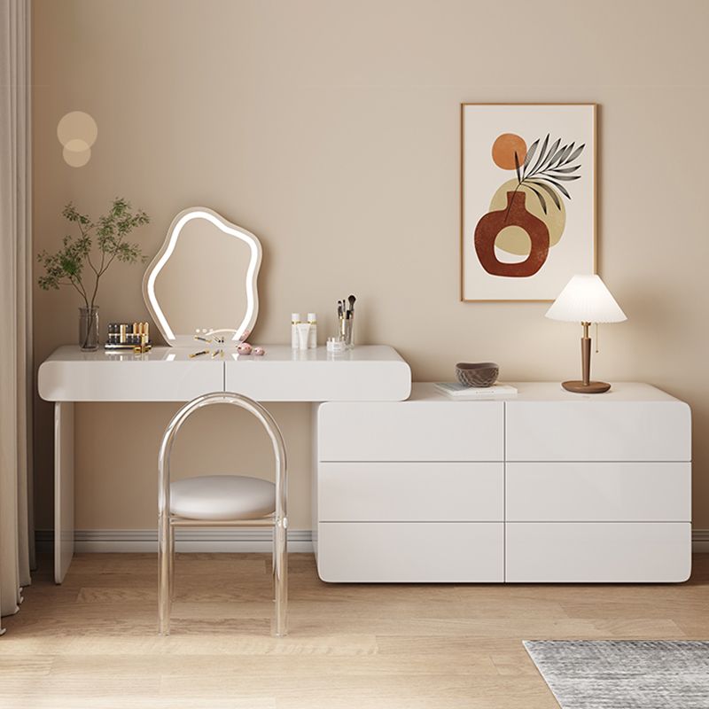 Contemporary White Lighted Mirror Bedroom Wooden Vanity Dressing Table