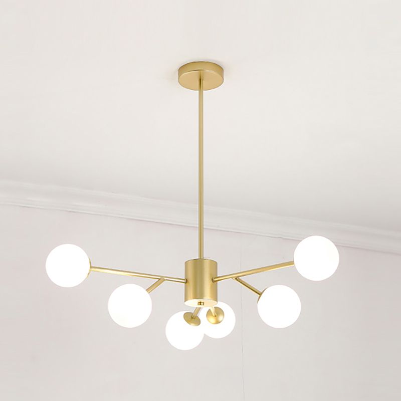 Modern Branch Pendant Light Glass Dining Room Chandelier Light Fixture in Brass