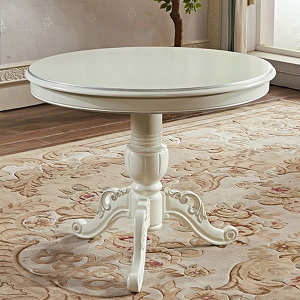 Solid Wood Victorian Round Dining Table Rubberwood Table with Pedestal Base