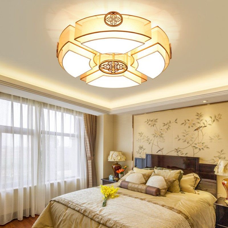 Fabric Geometric Flush Ceiling Light Modern Multi Lights Flush Light Fixtures in Brass