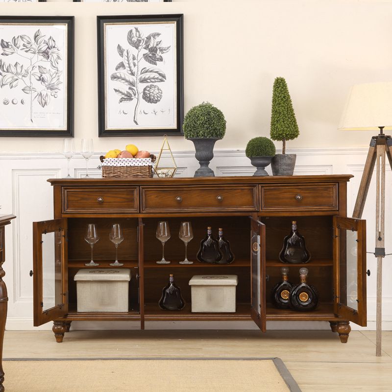 Modern Sideboard in Brown Wooden DIning Sideboard with Doors for Living Room