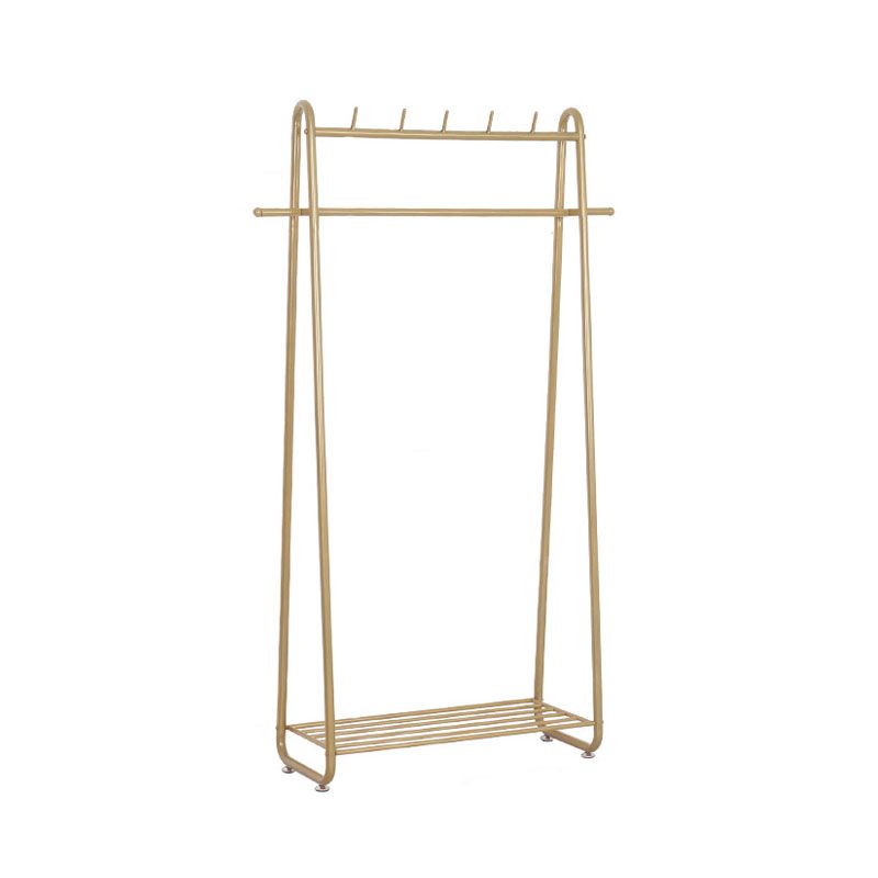 Modern Entryway Kit Metal Framed Hanging Rails and 5 Hooks with Lower Shelf Coat Hanger