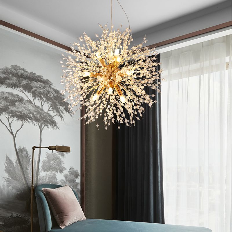 Firefly Chandelier Multi Light Hanging Pendant Light Fixture with Crystal for Living Room