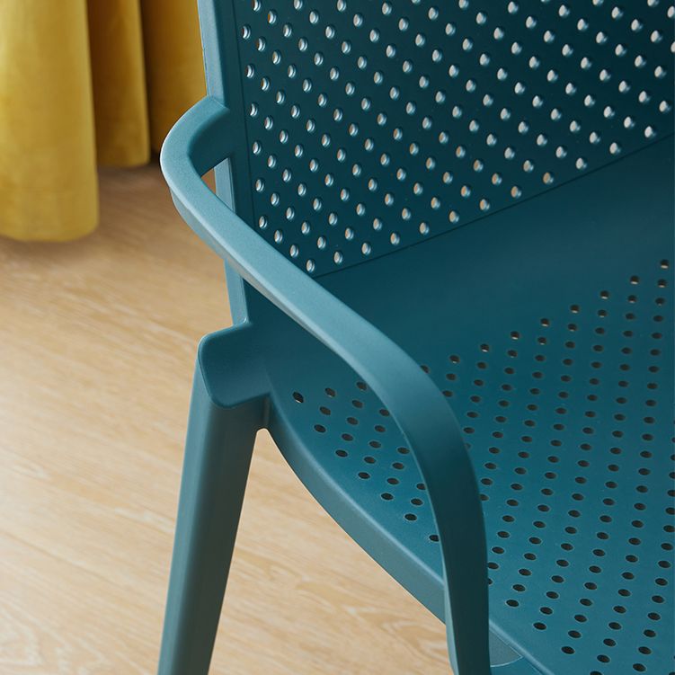 Contemporary Plastic Arm Chair Solid Back Kitchen Dining Room Chair