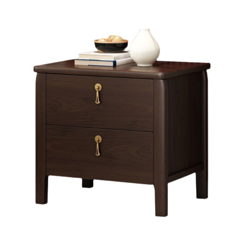 2 Drawers Solid Wood Nightstand Modern Night Table with Legs ,20" Tall