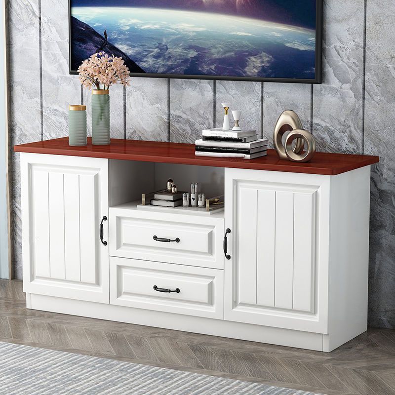 Modern Wooden TV Stand Open Storage TV Console with Drawers and Doors , 16" D X 27.5" H