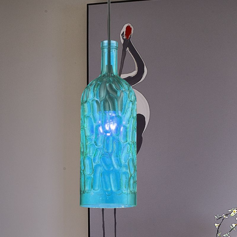 Kuiltjes glazen fles tint hangende armatuur vintage stijl 1 lichte woonkamer hanglamp in geel/bruin