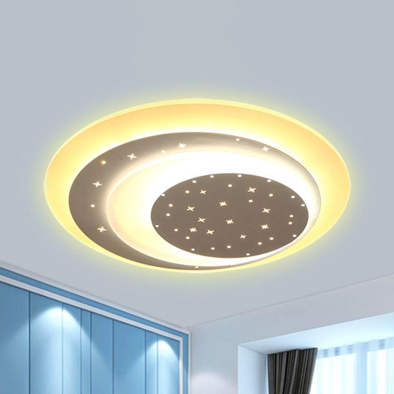 Acrylic Crescent LED Ceiling Light with Star Romantic Flushmount Light for Girls Bedroom