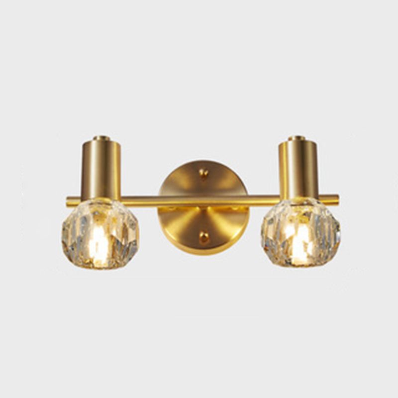 Modern Luxury Style Spherical Wall Mounted Light Fixture Crystal Flush Mount Wall Sconce for Bathroom