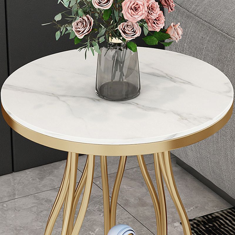 19.7" Wide Metal Frame Side Table with Shelf Round Sofa Side Accent Table