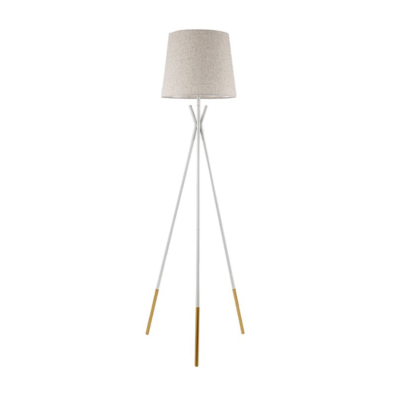 Black/White-Brass Tapered Floor Light Modern 1-Light Fabric Standing Floor Lamp with Tripod