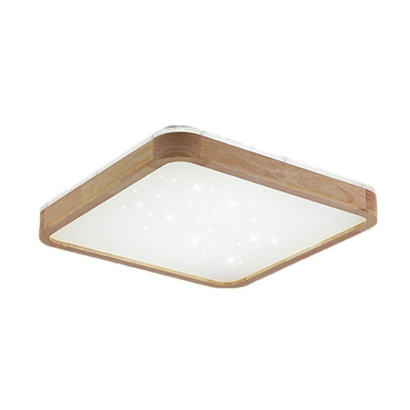 LED Modern Wood Flush Mount Geometric Shape Ceiling Light with Acrylic Shade for Study