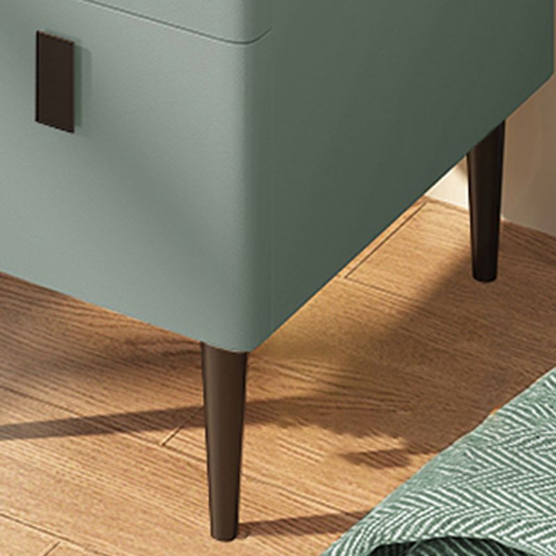 Stone Nightstands Solid Wood and Faux Leather Upholstery Nightstand