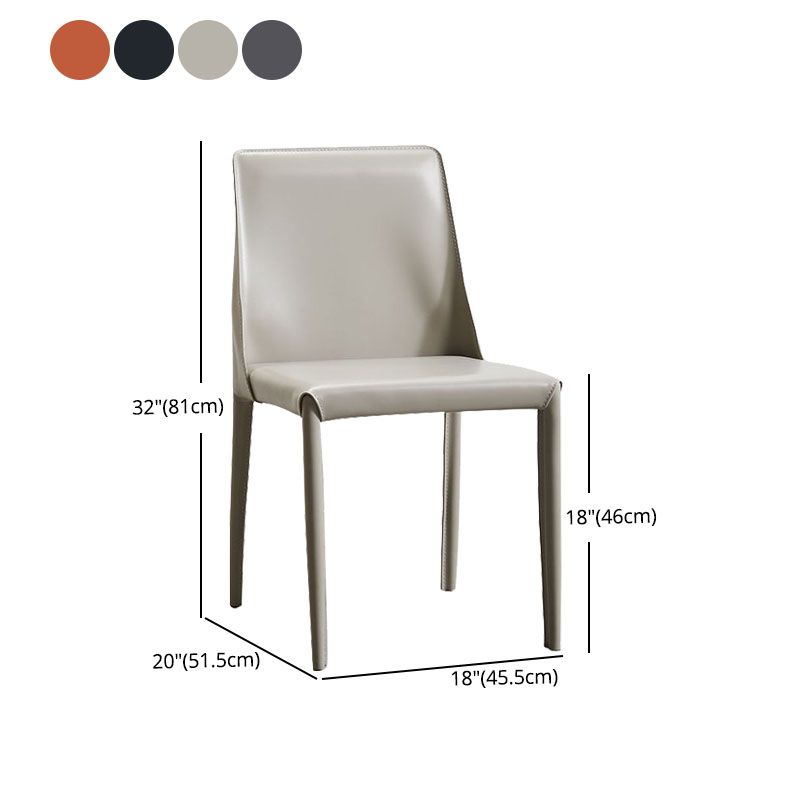 Contemporary Leather Dining Chair Armless Solid Back Chair for Home