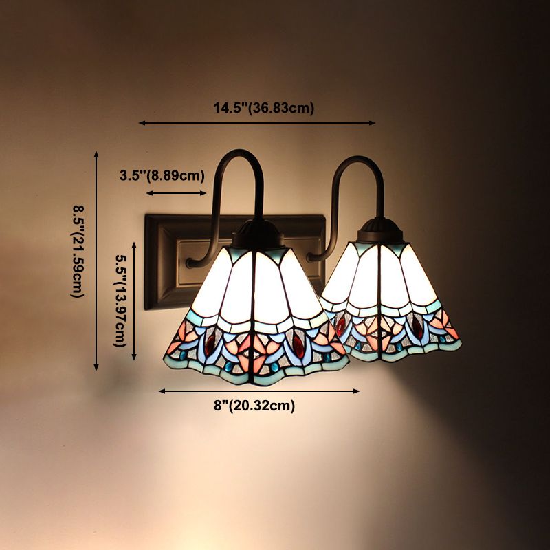 Tiffany Mirror Lamp Fixture European Style Mediterranean Mirror Lamp for Bedroom