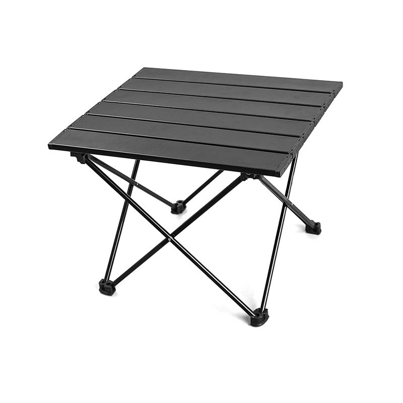 Metal Camping Table Contemporary Black Rectangle Foldable Table