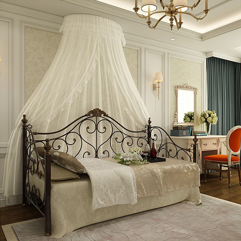 Glam Style Daybed with Headboard and Guardrail in Iron Princess Theme Bed