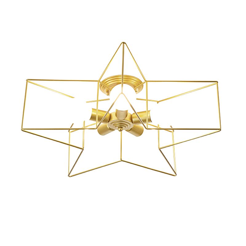 Star Shape Flush Mount Ceiling Fixture Modern Flush Ceiling Lights in Gold