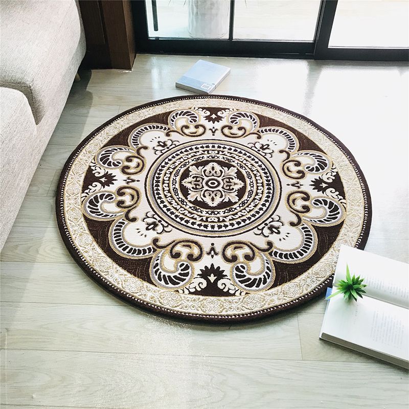 Western Living Room Rug Multi-Color Floral Pattern Area Carpet Polyster Anti-Slip Backing Washable Rug